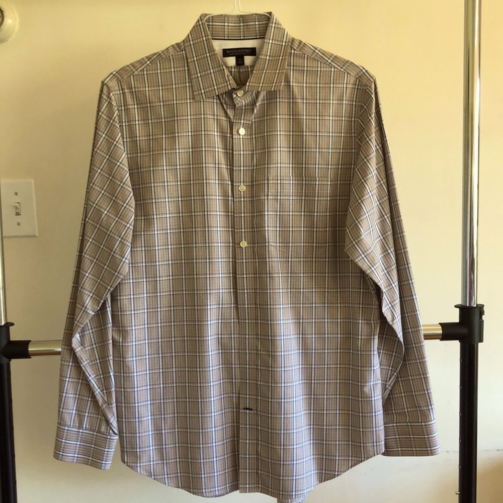 Banana Republic Cotton Plaid Long-sleeve Shirt - Men’s Size M